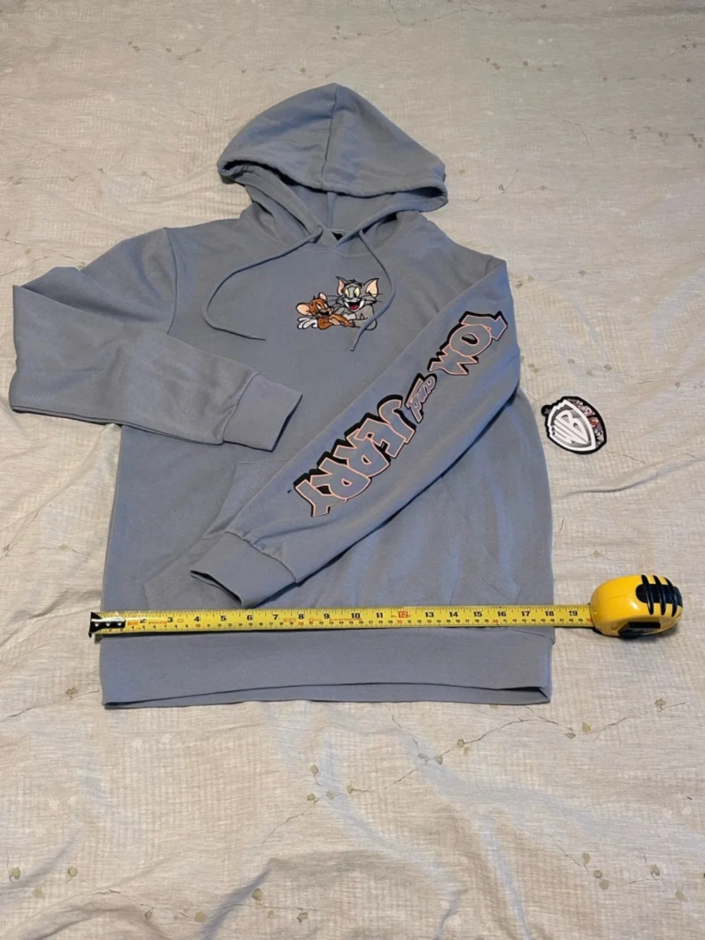 Tom & Jerry Embroidered Hoodie - Gray